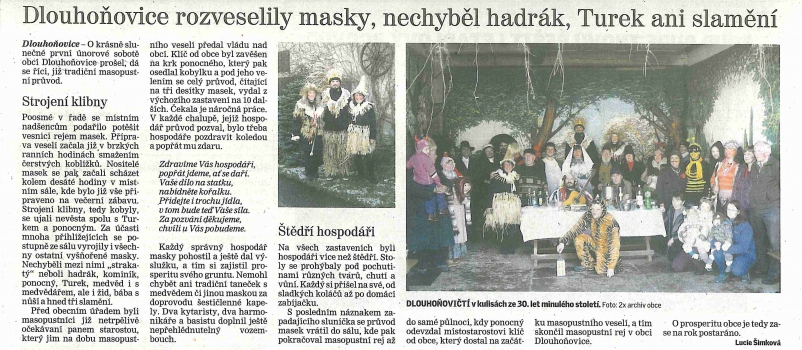 deník článek masopust 2016